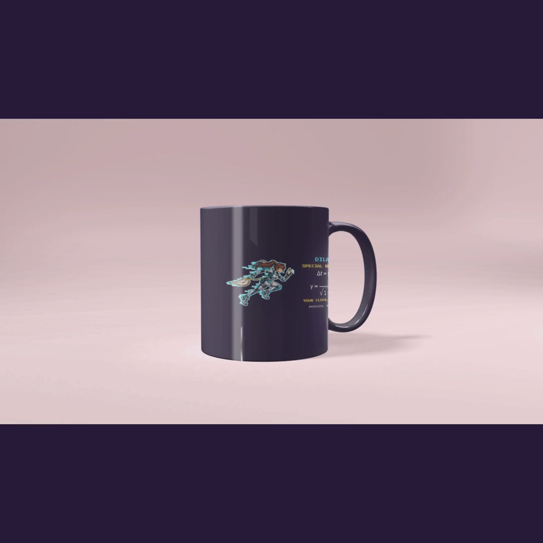 Dilatia physics mug, rotating view