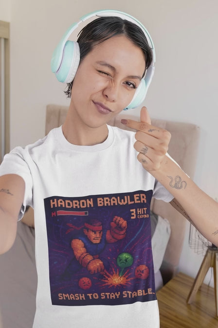 Hadron Brawler worn on a model – Pixelated Physics