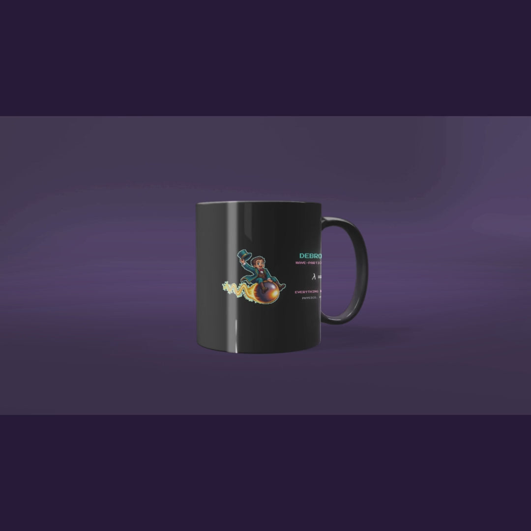 Debroglio physics mug, rotating view