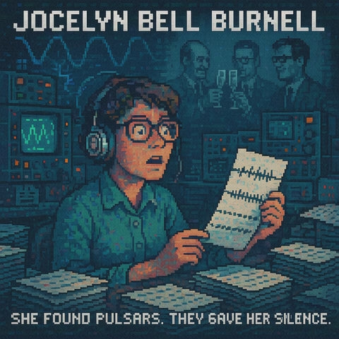 Video of the Jocelyn Bell Burnell pixel-art physics sticker (pulsars)