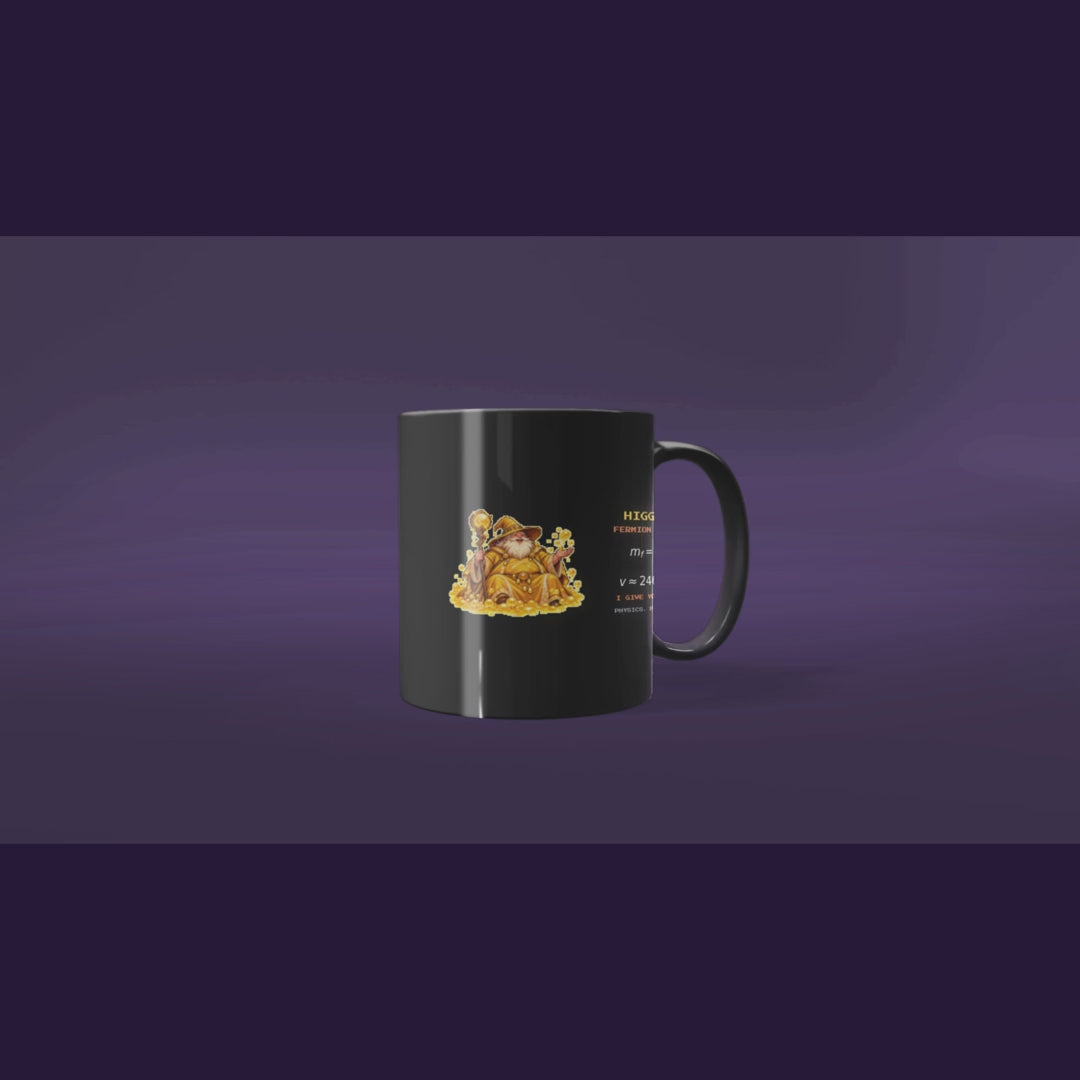 Higgsby physics mug, rotating view