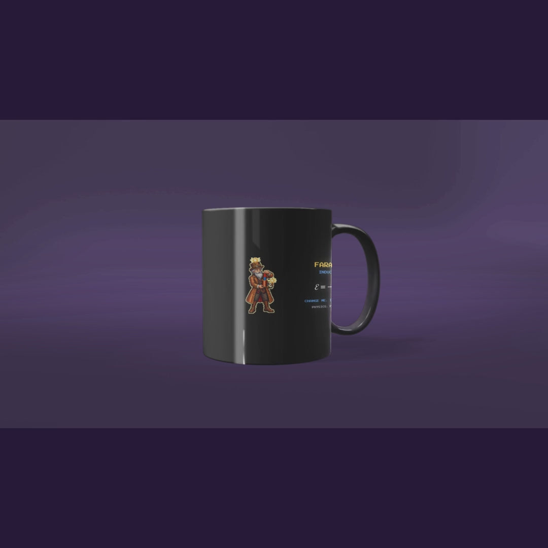 Faradax physics mug, rotating view