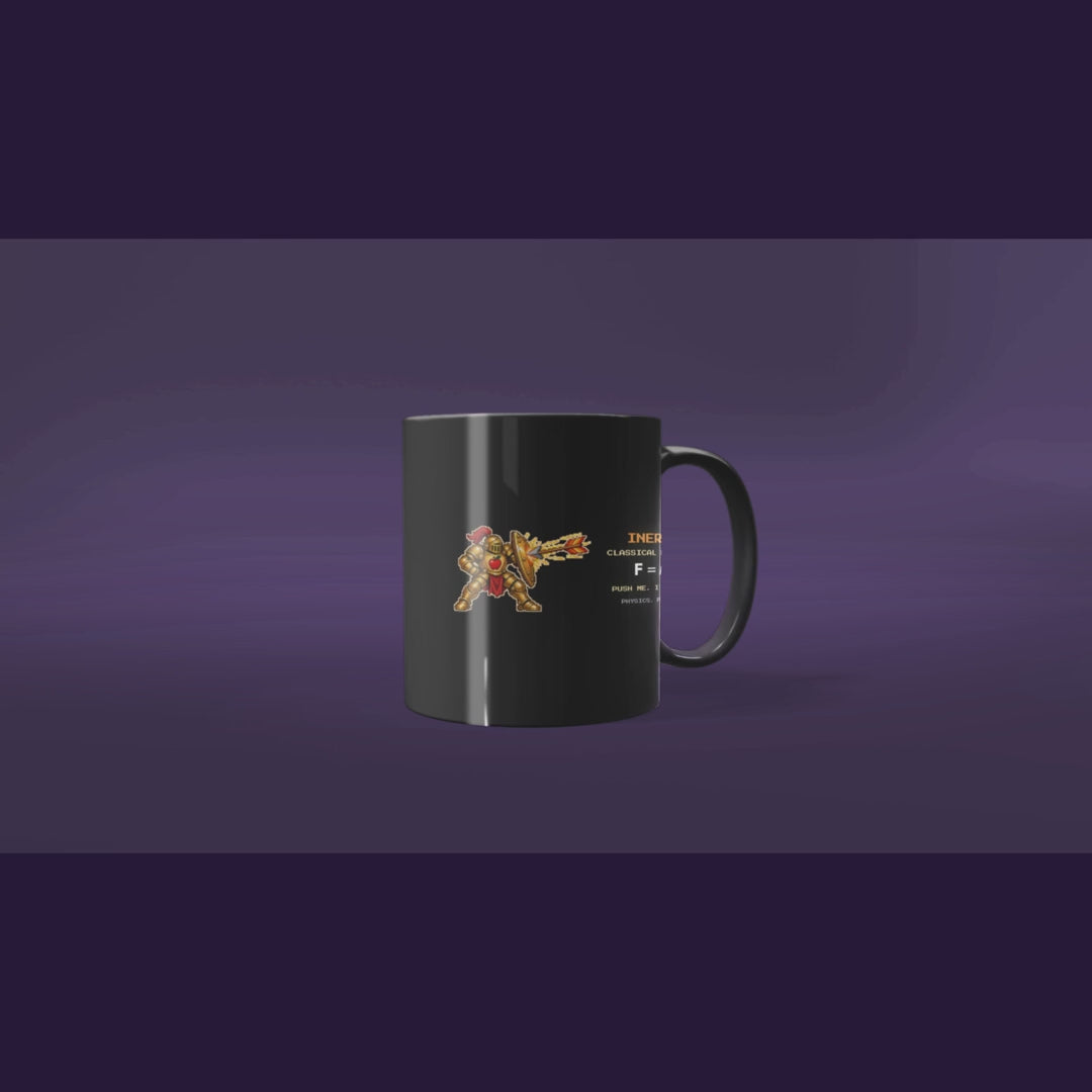 Inertio physics mug, rotating view