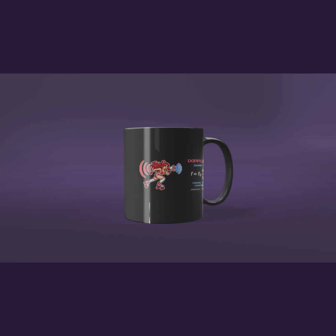 Dopplerine physics mug, rotating view