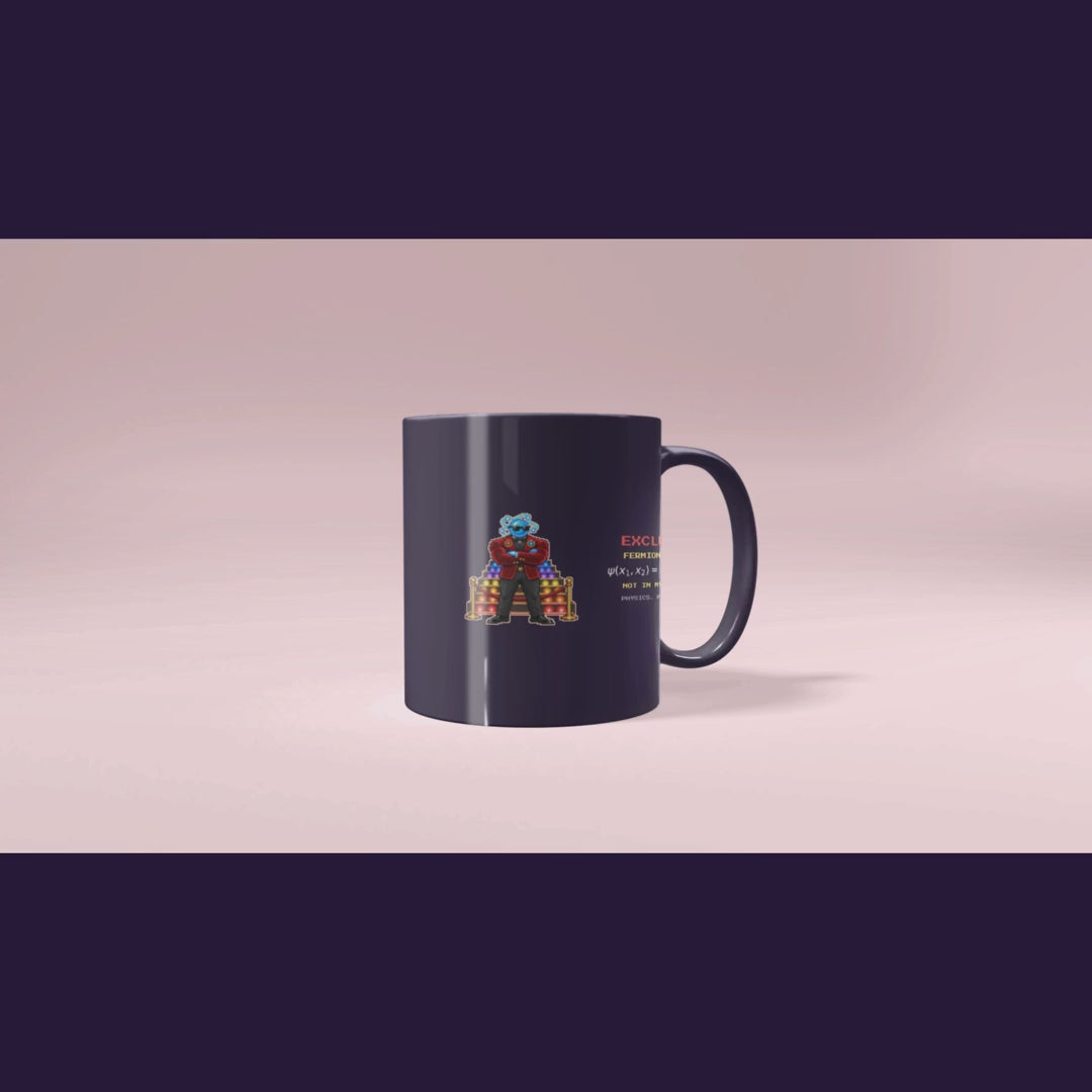 Exclusor physics mug, rotating view