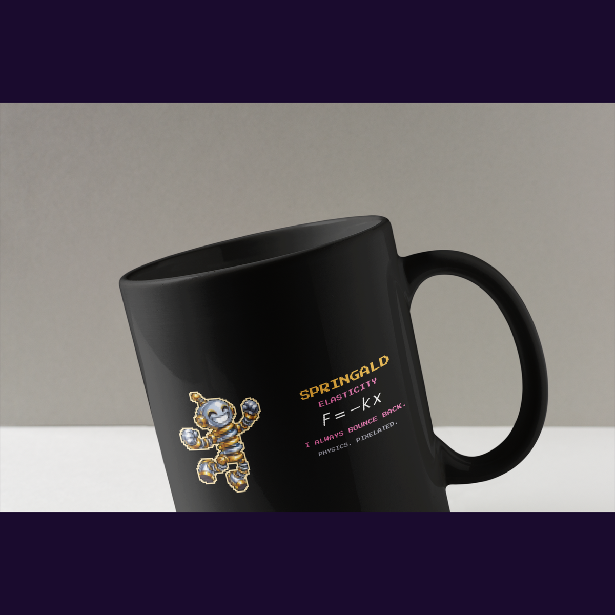 Springald physics mug, close-up