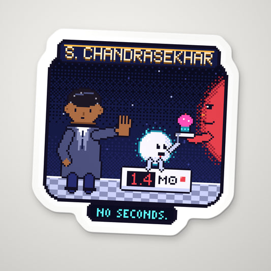 Subrahmanyan Chandrasekhar pixel-art physics sticker – the Chandrasekhar limit