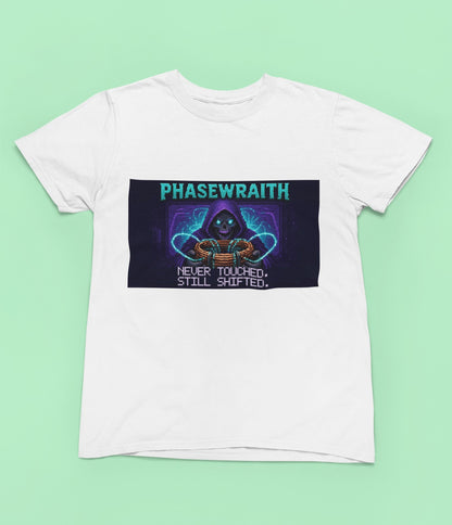 Phasewraith – Aharonov–Bohm Effect Physics T-Shirt – white