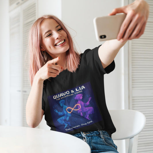 Quavo & Lia – The Entangled Twins / Quantum Connection Physics T-Shirt-T-Shirt-PixelatedPhysics