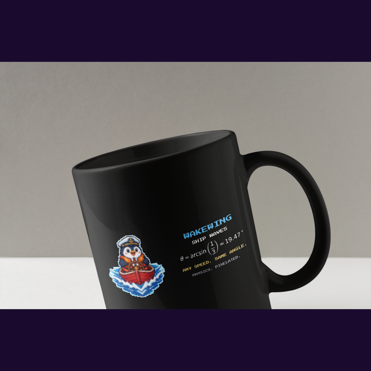 Wakewing physics mug, close-up